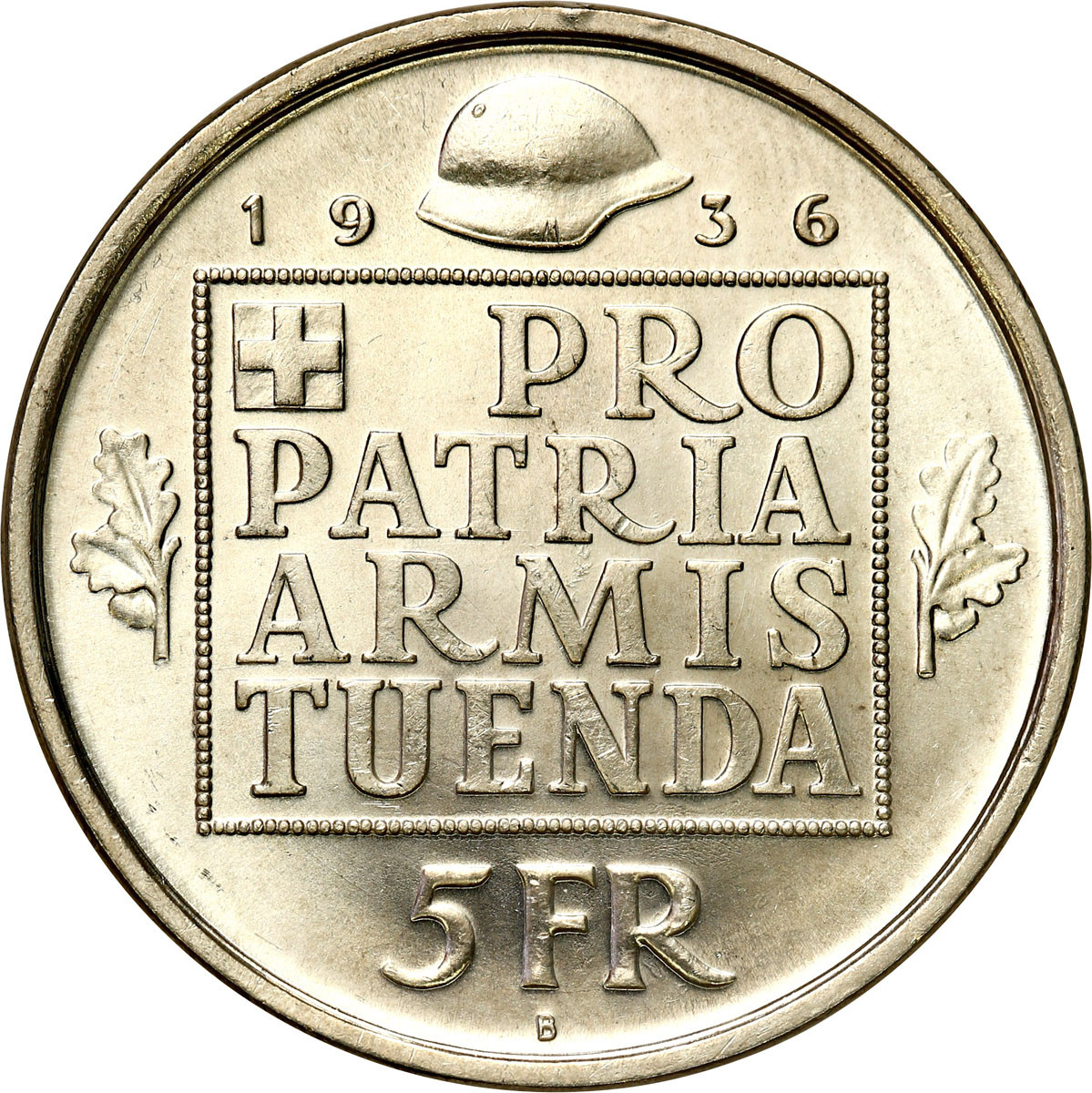 Szwajcaria. 5 franków 1936 B, Berno - RZADKIE